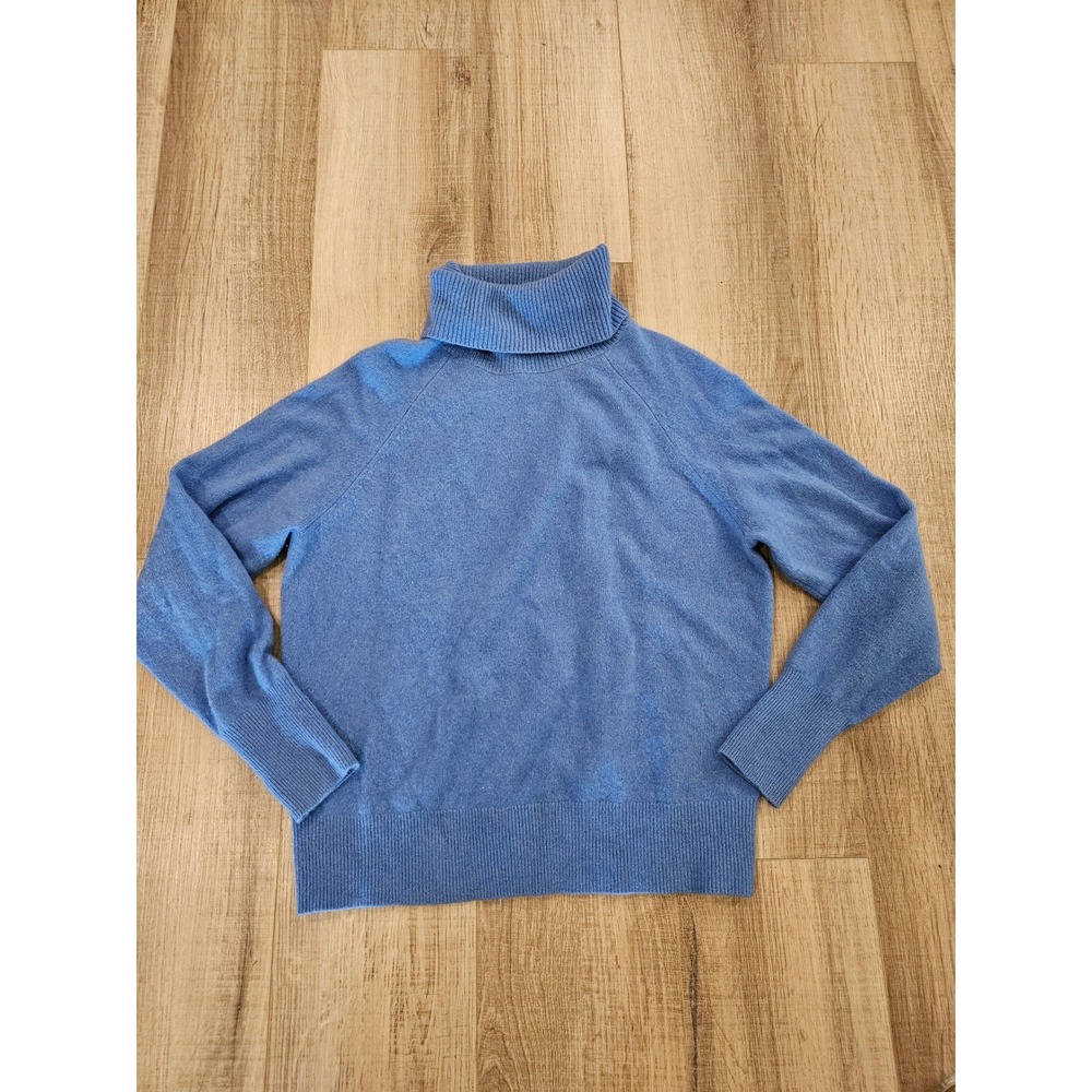 White + Warren 100% Cashmere Turtleneck Sweater Womens S Blue Quiet Luxury